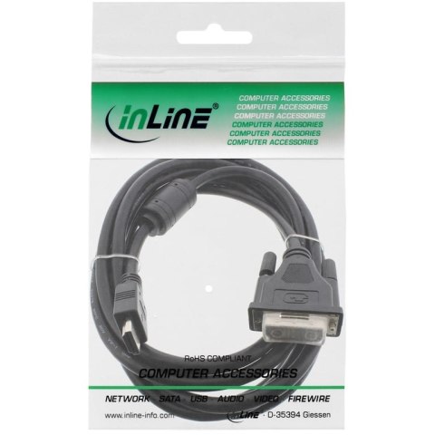 InLine 17663 adapter kablowy 3 m HDMI DVI-D Czarny