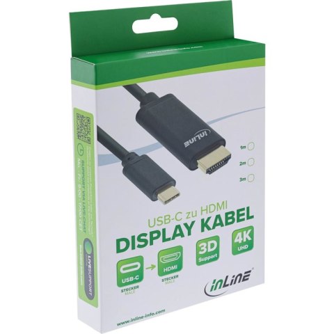 InLine 64111 adapter kablowy 1 m USB Type-C HDMI Czarny