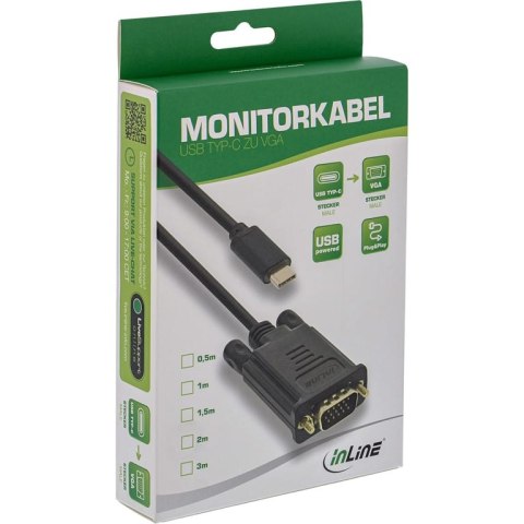InLine 64142 adapter kablowy 2 m USB Type-C VGA (D-Sub) Czarny