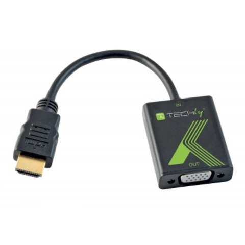Techly 301658 adapter kablowy 0,1 m HDMI Typu A (Standard) VGA (D-Sub) Czarny