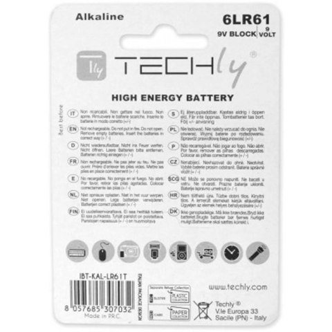 Techly 307032 bateria do użytku domowego Jednorazowa bateria 9V Alkaliczny