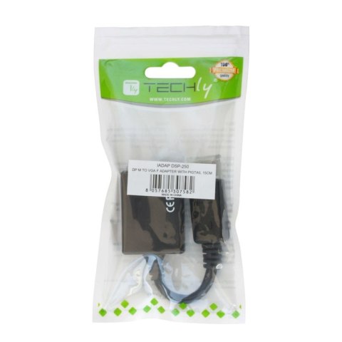 Techly DP - VGA M/F 0,07 m DisplayPort 2 x VGA (D-Sub) Czarny