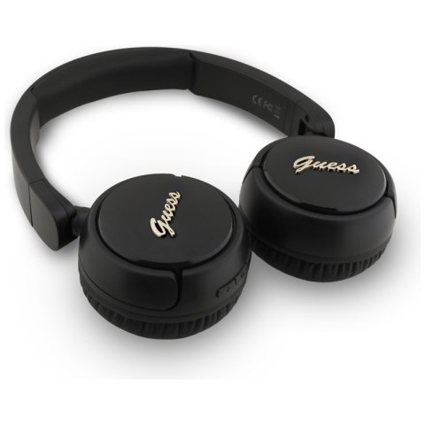 Guess Metal Logo Script - Bezprzewodowe słuchawki nauszne Bluetooth V5.3 (czarny)