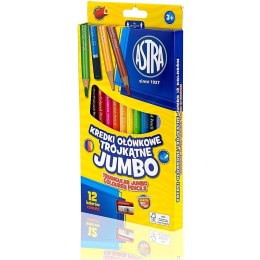 Kredki ołówkowe Astra Jumbo trójkątne 12 kolorów