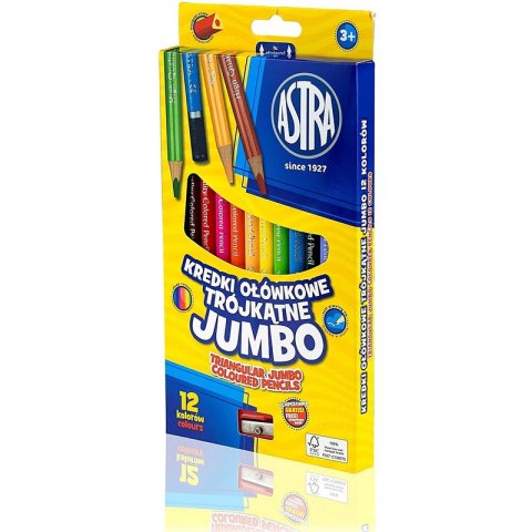 Kredki ołówkowe Astra Jumbo trójkątne 12 kolorów