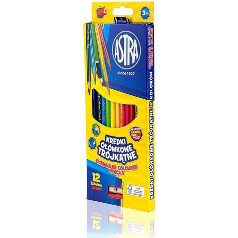Kredki ołówkowe Astra trójkątne 12 kolorów