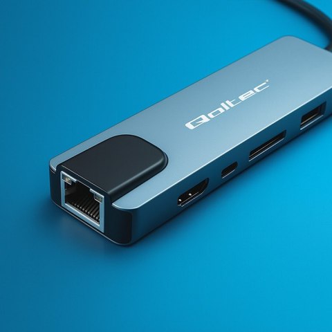 Qoltec Hub Adapter USB-C 5w1 | USB-C PD 100W | 2x USB | HDMI 4K | RJ45
