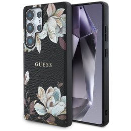 Guess Grained Printed Flower Pattern MagSafe - Etui do Samsung Galaxy S25 Ultra (czarny)