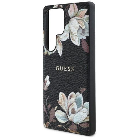 Guess Grained Printed Flower Pattern MagSafe - Etui do Samsung Galaxy S25 Ultra (czarny)