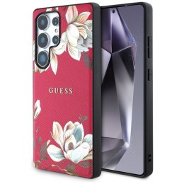 Guess Grained Printed Flower Pattern MagSafe - Etui do Samsung Galaxy S25 Ultra (fuksja)
