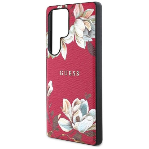 Guess Grained Printed Flower Pattern MagSafe - Etui do Samsung Galaxy S25 Ultra (fuksja)