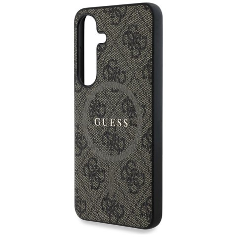 Guess Leather 4G Colored Ring Classic Logo MagSafe - Etui do Samsung Galaxy S25 (brązowy)