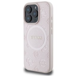Guess Saffiano Peony Classic Logo MagSafe - Etui iPhone 16 Pro Max (różowy)
