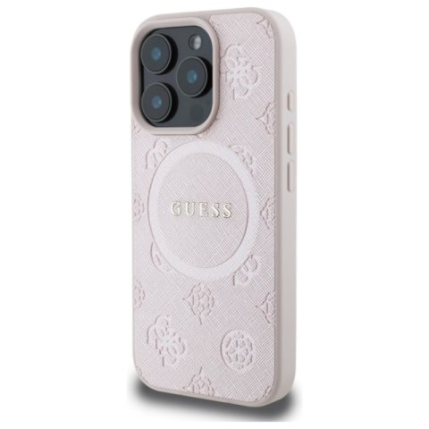 Guess Saffiano Peony Classic Logo MagSafe - Etui iPhone 16 Pro Max (różowy)