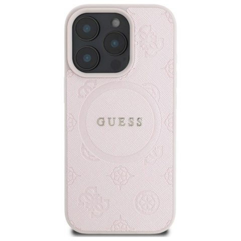 Guess Saffiano Peony Classic Logo MagSafe - Etui iPhone 16 Pro Max (różowy)