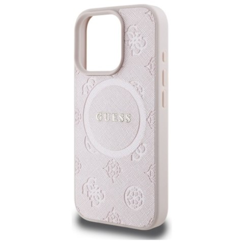 Guess Saffiano Peony Classic Logo MagSafe - Etui iPhone 16 Pro Max (różowy)