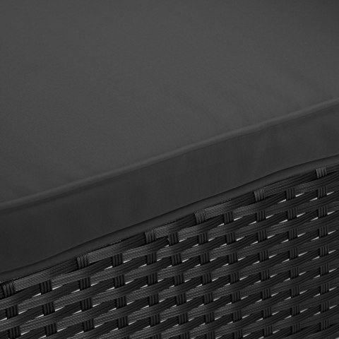 Ławka ogrodowa z technorattanu sofa CORDOBA czarna z szarymi poduszkami