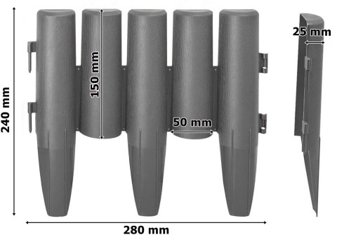 Palisada trawnikowa ogrodowa RIBERA antracyt 280 cm