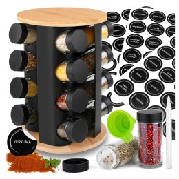 Stojak na przyprawy ROMERO obrotowy 16 słoiczków + 72 naklejki