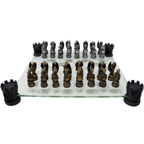 Szachy Smocze Fantasy - szklana szachownica 42x42 cm - MC-6069