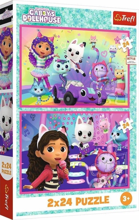 Trefl: Puzzle 2x24el. - Zabawy z Gabi, Koci domek Gabi