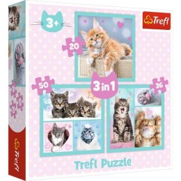 Trefl: Puzzle 3w1 - Słodkie zwierzaki