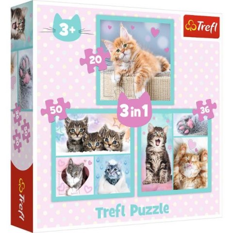 Trefl: Puzzle 3w1 - Słodkie zwierzaki