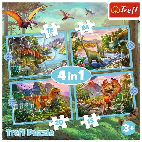 Trefl: Puzzle 4w1 - Wyjątkowe dinozaury