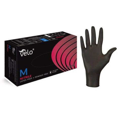 VELO NITRILE BLACK M Rękawice nitrylowe bezpudrowe, czarne, 100 szt.