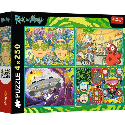 Trefl: Puzzle 4x250el. - Zakręcony świat Ricka i Morty'ego