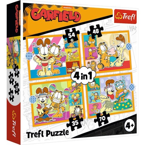 Trefl: Puzzle 4w1 - Garfield kocha lazanię