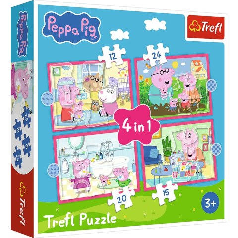 Trefl: Puzzle 4w1 - Peppa uwielbia przygody