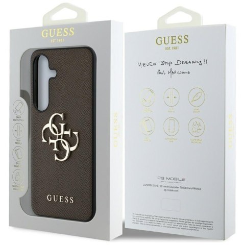 Guess Grained Big 4G Logo Small Classic Logo - Etui do Samsung Galaxy S25+ (brązowy)