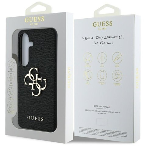 Guess Grained Big 4G Logo Small Classic Logo - Etui do Samsung Galaxy S25 (czarny)