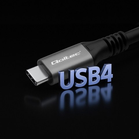 Qoltec Kabel USB4 Ultra-Fast | USB-C PD 240W | Thunderbolt 3/4 | 4K | 40Gb/s | 1m | Czarny