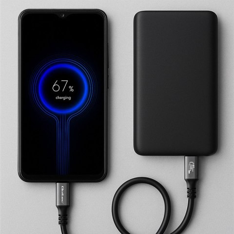 Qoltec Kabel USB4 Ultra-Fast | USB-C PD 240W | Thunderbolt 3/4 | 4K | 40Gb/s | 1m | Czarny