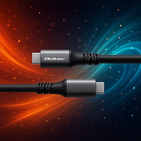 Qoltec Kabel USB4 Ultra-Fast | USB-C PD 240W | Thunderbolt 3/4 | 4K | 40Gb/s | 1m | Czarny