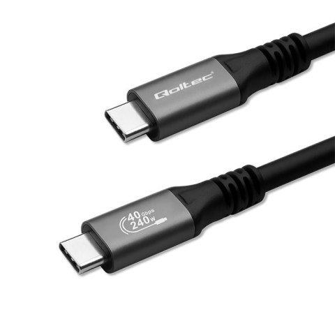 Qoltec Kabel USB4 Ultra-Fast | USB-C PD 240W | Thunderbolt 3/4 | 4K | 40Gb/s | 1m | Czarny