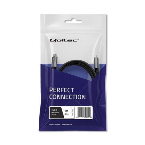Qoltec Kabel USB4 Ultra-Fast | USB-C PD 240W | Thunderbolt 3/4 | 4K | 40Gb/s | 1m | Czarny