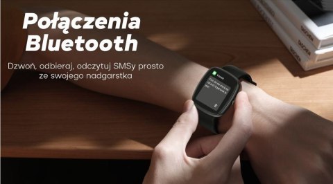 Smartwatch Damski GRAVITY GT18-5 Czarny Pasek Silikonowy + Szary Pasek