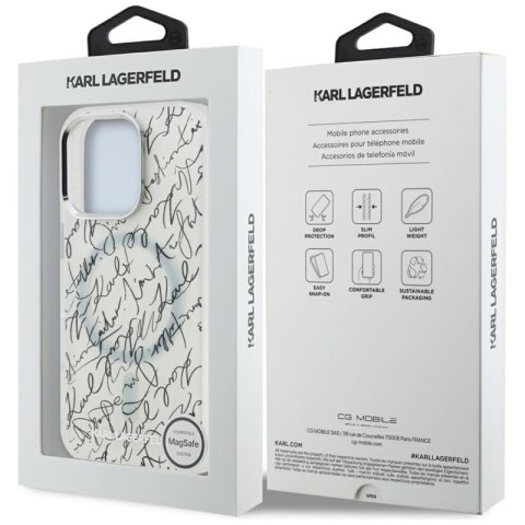 Karl Lagerfeld IML Karl Script Pattern MagSafe - Etui iPhone 16 Pro Max (biały)