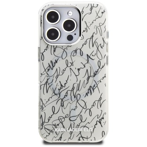 Karl Lagerfeld IML Karl Script Pattern MagSafe - Etui iPhone 16 Pro (biały)