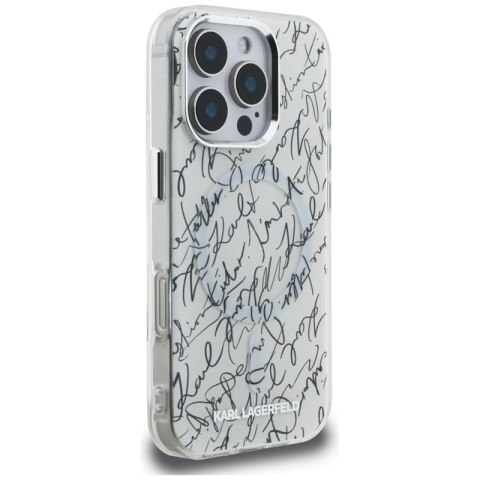Karl Lagerfeld IML Karl Script Pattern MagSafe - Etui iPhone 16 Pro (biały)