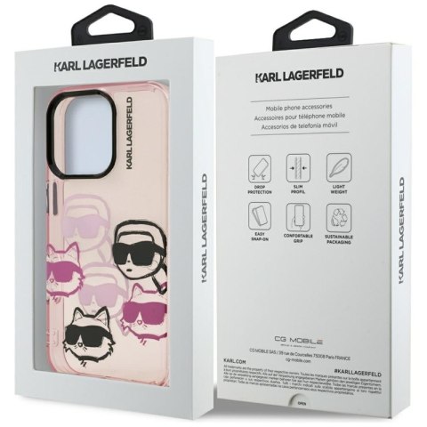 Karl Lagerfeld IML Multi K&C Head Pattern - Etui iPhone 16 Pro (różowy)