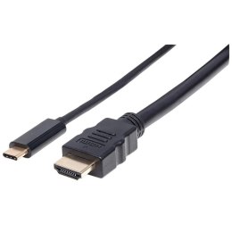 Manhattan 151764 adapter kablowy 2 m USB Type-C HDMI Typu A (Standard) Czarny