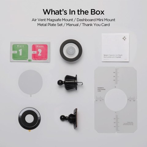 Spigen MFT13 Magnetic Dashboard & Vent Car Mount - Magnetyczny uchwyt samochodowy MagSafe (Srebrny)