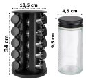 Stojak na przyprawy obrotowy ROTOR BLACK 20 słoiczków + 72 naklejki