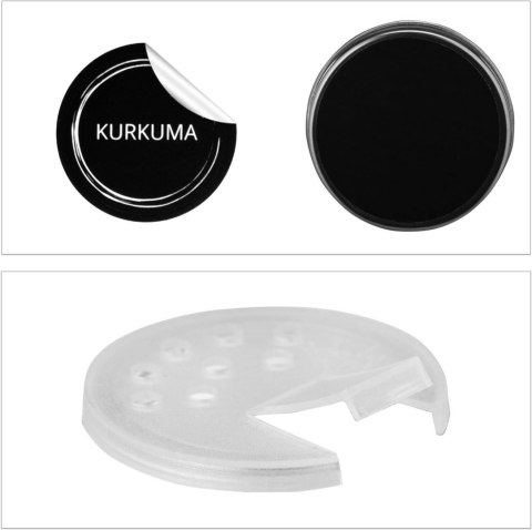 Stojak na przyprawy obrotowy ROTOR BLACK 20 słoiczków + 72 naklejki