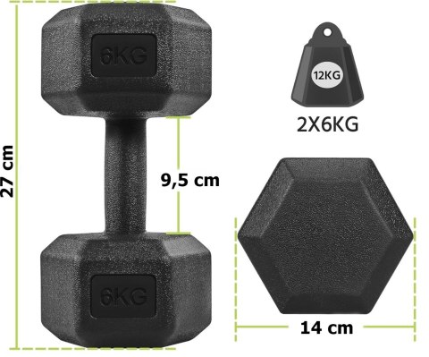 Zestaw 2 hantli KRONOS hantle 2x6 kg