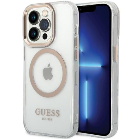 Guess Metal Outline Magsafe - Etui iPhone 15 (przezroczysty / złoty)